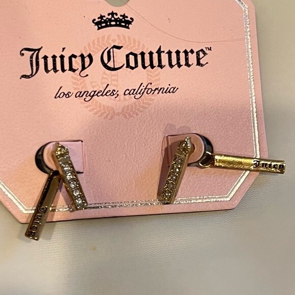 NWT Juicy Couture Dangle Stud Earrings with Crystals - Picture 3 of 3